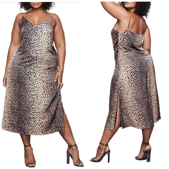 Good American Leopard satin slip dress vanity sz 4 - Picture 8 of 13